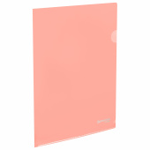 Папка-уголок жесткая, непрозрачная, А4, цвет персиковый, 0,15 мм, BRAUBERG PASTEL, 272891 за 16 ₽. Папки-уголки пластиковые.  Доставка по РФ. Без переплат!