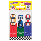 Закладки для книг с магнитом RACE CARS, набор 6 шт., блестки, 25x196 мм, ЮНЛАНДИЯ, 113446 за 58 ₽. Закладки для книг.  Доставка по РФ. Без переплат!