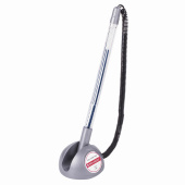Ручка шариковая настольная BRAUBERG "Counter Pen", СИНЯЯ, пружинка, корпус серебристый, 0,5 мм, 143258 за 83 ₽. Ручки шариковые на подставке.  Доставка по РФ. Без переплат!