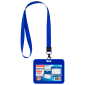 Бейдж горизонтальный (54х85 мм), лента 45 см с карабином, СЛАЙДЕР, синий, BRAUBERG EXTRA, 238833 за 79 ₽. Бейджи.  Доставка по РФ. Без переплат!