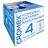 Батарейки алкалиновые КОМПЛЕКТ 4 шт., CROMEX (КРОМЕКС) Alkaline, C (LR14, 14А), короб, 456455 за 362 ₽. Батарейки.  Доставка по РФ. Без переплат!