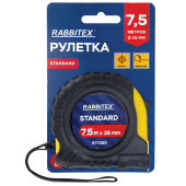 Рулетка измерительная 7,5 м х 25 мм, обрезиненный корпус, с фиксатором, RABBITEX (РАББИТЕКС) Standard, 671350 за 228 ₽. Рулетки.  Доставка по РФ. Без переплат!