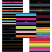 Тетрадь А5, 96 л., BRAUBERG, скоба, клетка, глянцевая ламинация, "Color Stripes", 404430 за 76 ₽. Тетради более 60 листов.  Доставка по РФ. Без переплат!