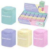 Точилка кросс-серия "PASTEL", с контейнером, корпус ассорти, BRAUBERG, 273255 за 35 ₽. Точилки ручные.  Доставка по РФ. Без переплат!