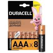 Батарейки КОМПЛЕКТ 8 шт., DURACELL Basic ОРИГИНАЛ, AAA (LR03, 24А), алкалиновые, мизинчиковые, C0037387 за 1 241 ₽. Батарейки.  Доставка по РФ. Без переплат!