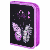 Пенал BRAUBERG с наполнением, 1 отделение, 1 откидная планка, 24 предмета, 21х14 см, "Flower butterfly", 271524 за 612 ₽. Пеналы с наполнением.  Доставка по РФ. Без переплат!