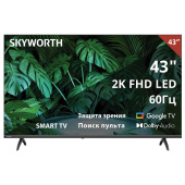 Телевизор SKYWORTH 43E55G, 43" (108 см), 1920x1080, Full HD, 16:9, Google TV, Wi-Fi, черный за 35&nbsp;280 ₽. Телевизоры.  Доставка по РФ. Без переплат!