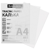 Калька А4 ВЫСОКОЙ ПРОЗРАЧНОСТИ, ПЛОТНАЯ, для печати и творчества, 110 г/м2, 100 листов BRAUBERG, 116644 за 1&nbsp;279 ₽. Калька.  Доставка по РФ. Без переплат!