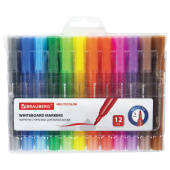 Маркеры стираемые для белой доски НАБОР 12 ЦВЕТОВ, BRAUBERG "MULTICOLOR", 3 мм, 152121 за 527 ₽. Маркеры для досок.  Доставка по РФ. Без переплат!