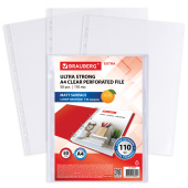 Папки-файлы перфорированные А4 BRAUBERG "EXTRA 1100", КОМПЛЕКТ 50 шт., матовые, ПЛОТНЫЕ, 110 мкм, 229673 за 456 ₽. Папки перфорированные.  Доставка по РФ. Без переплат!