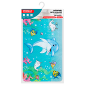 Коврик для ванны противоскользящий 70х40 см с печатью "Дельфин", ПВХ, присоски, PRIMILA (ПРИМИЛА), 700370 за 437 ₽. Коврики для ванной комнаты.  Доставка по РФ. Без переплат!