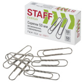 Скрепки большие 50 мм гофрированные 50 шт., STAFF "EVERYDAY", металлические, РОССИЯ, 220011 за 61 ₽. Скрепки канцелярские.  Доставка по РФ. Без переплат!