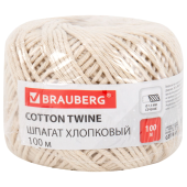Шпагат хлопковый для прошивки документов, вязания, макраме, длина 100 м, диаметр 1,5 мм, BRAUBERG, 700361 за 92 ₽. Шпагаты и проволока.  Доставка по РФ. Без переплат!