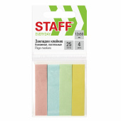 Закладки клейкие пастельные STAFF бумажные, 50х12 мм, 100 штук (4 цвета х 25 листов), европодвес, 127147 за 23 ₽. Закладки самоклеящиеся.  Доставка по РФ. Без переплат!