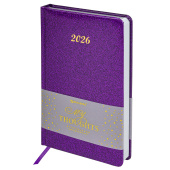 Ежедневник датированный 2026 А5 138x213мм BRAUBERG Sparkle, под кожу, блестки, фиолетовый, 117438 за 432 ₽. Ежедневники с покрытием "под кожу и ткань".  Доставка по РФ. Без переплат!