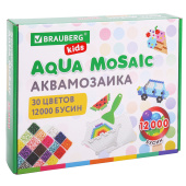 Аквамозаика 30 цветов 12000 бусин, с трафаретами, инструментами, аксессуарами, BRAUBERG KIDS, 664917 за 2 066 ₽. Создание аппликаций.  Доставка по РФ. Без переплат!