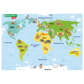 Настольное покрытие BRAUBERG KIDS, А3+, пластик, 46x33 см, "Кот-энтузиаст изучает Мир", 273619 за 80 ₽. Коврики настольные детские.  Доставка по РФ. Без переплат!