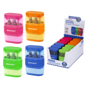 Точилка с ластиком 2 в 1 BRAUBERG "Double", 2 отверстия, яркие цвета корпуса ассорти, 271987 за 120 ₽. Точилки ручные.  Доставка по РФ. Без переплат!