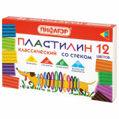 Пластилин классический ПИФАГОР "Веселая такса", 12 цветов, 180 г, СО СТЕКОМ, 106675 за 94 ₽. Пластилин.  Доставка по РФ. Без переплат!