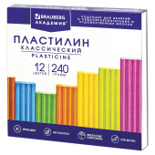 Пластилин классический BRAUBERG "АКАДЕМИЯ КЛАССИЧЕСКАЯ", 12 цветов, 240 г, СТЕК, ВЫСШЕЕ КАЧЕСТВО, 106423 за 105 ₽. Пластилин.  Доставка по РФ. Без переплат!