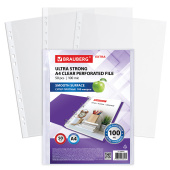 Папки-файлы перфорированные А4 BRAUBERG "EXTRA 1000", КОМПЛЕКТ 50 шт., гладкие, ПЛОТНЫЕ, 100 мкм, 229672 за 433 ₽. Папки перфорированные.  Доставка по РФ. Без переплат!