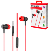 Наушники проводные внутриканальные с микрофоном SONNEN EP-H47RB, 1,1 м, красные/черные, 514129 за 124 ₽. Гарнитуры.  Доставка по РФ. Без переплат!
