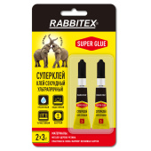 Клей секундный суперклей УЛЬТРАПРОЧНЫЙ, набор 2х3 грамма, RABBITEX (РАББИТЕКС) "ДВА СЛОНА", 609813 за 48 ₽. Клей специальный.  Доставка по РФ. Без переплат!
