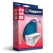 Мешок для пылесоса (пылесборник) бумажный TOPPERR BS2, BOSCH, SIEMENS, КОМПЛЕКТ 5 шт., фильтр, 1001 за 510 ₽. Аксессуары и расходные материалы для пылесосов и полотеров.  Доставка по РФ. Без переплат!