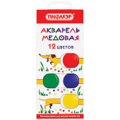 Краски акварельные медовые 12 цветов ПИФАГОР "ВЕСЕЛАЯ ТАКСА", картонная коробка, 192007 за 71 ₽. Акварель школьная.  Доставка по РФ. Без переплат!