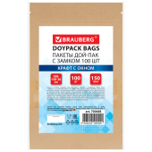 Пакеты дой-пак с замком ZIP LOCK, крафт с окном 40 мм, 100х150 + 30 мм, КОМПЛЕКТ 100 штук, 150 мкм, BRAUBERG, 700688 за 547 ₽. Пакеты с замком "зиплок".  Доставка по РФ. Без переплат!