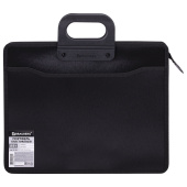 Папка-портфель пластиковая BRAUBERG А4+ (390х320х120 мм), 4 отделения, фактура под дерево, черная, 221391 за 1&nbsp;095 ₽. Портфели пластиковые.  Доставка по РФ. Без переплат!