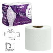Бумага туалетная 3-х слойная, 24 рулона (24х16,5 м), LAIMA Deluxe, 100% целлюлоза, 115397 за 736 ₽. Туалетная бумага офисно-бытовая.  Доставка по РФ. Без переплат!