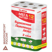Полотенца бумажные 2-слойные, MegaPack (12 рулонов по 15 метров), LAIMA LUXE, 100% целлюлоза, 5087442 за 660 ₽. Полотенца бумажные офисно-бытовые.  Доставка по РФ. Без переплат!