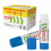 Клей-карандаш 9 г, ВЫГОДНАЯ УПАКОВКА, КОМПЛЕКТ 24 ШТУКИ, STAFF EVERYDAY, 273016 за 360 ₽. Клей-карандаш.  Доставка по РФ. Без переплат!