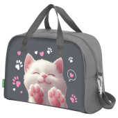 Сумка для занятий BRAUBERG KIDS с ручками, с плечевым ремнем, подкладка, 35x25x15 см, "Кот-мурлыка", 274629 за 602 ₽. Сумки для внешкольных занятий.  Доставка по РФ. Без переплат!