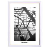 Рамка 21х30 см небьющаяся, багет 14,6 мм, пластик, BRAUBERG "Original Line", белая/золото, 391236 за 445 ₽. Рамки для дипломов, сертификатов, грамот, фотографий.  Доставка по РФ. Без переплат!