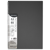 Тетрадь обложка пластик, А4 80 л., гребень мягкий (силиконовый), клетка, BRAUBERG, серый, 405357 за 238 ₽. Тетради формата А4.  Доставка по РФ. Без переплат!