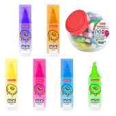 Текстовыделитель мини с принтами BRAUBERG "NEON", АССОРТИ В ПЛАСТИКОВОЙ БАНКЕ, 1-5 мм, 152535 за 30 ₽. Текстовыделители.  Доставка по РФ. Без переплат!