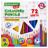 Карандаши цветные BRAUBERG KIDS NEW, 72 цвета, трехгранные, грифель 3 мм, 182005 за 566 ₽. Карандаши цветные.  Доставка по РФ. Без переплат!