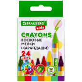 Восковые мелки BRAUBERG KIDS, НАБОР 24 цвета, 271697 за 113 ₽. Мелки восковые.  Доставка по РФ. Без переплат!