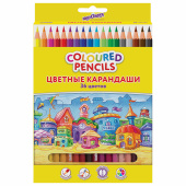 Карандаши цветные ЮНЛАНДИЯ "ДОМИКИ", 36 цветов, шестигранные, грифель 3 мм, 181839 за 309 ₽. Карандаши цветные.  Доставка по РФ. Без переплат!