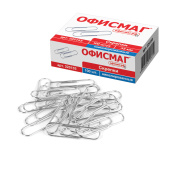 Скрепки ОФИСМАГ, 33 мм, никелированные, 100 шт., в картонной коробке, 225153 за 54 ₽. Скрепки канцелярские.  Доставка по РФ. Без переплат!