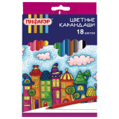 Карандаши цветные ПИФАГОР "СКАЗОЧНЫЙ ГОРОД", 18 цветов, шестигранные, 181584 за 126 ₽. Карандаши цветные.  Доставка по РФ. Без переплат!