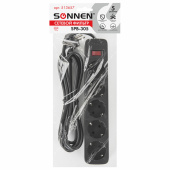 Сетевой фильтр SONNEN SPB-305, 5 розеток с заземлением, выключатель, 10 А, 3 м, черный, 513657 за 422 ₽. Сетевые фильтры.  Доставка по РФ. Без переплат!