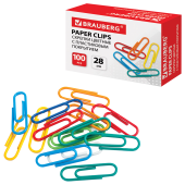 Скрепки BRAUBERG, 28 мм, цветные, 100 шт., в картонной коробке, Россия, 220555 за 66 ₽. Скрепки канцелярские.  Доставка по РФ. Без переплат!