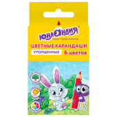 Карандаши цветные утолщенные ЮНЛАНДИЯ "МАЛЫШИ-КАРАНДАШИ", 6 цветов, укороченные, шестигранные, грифель 5 мм, натуральное дерево, 181375 за 81 ₽. Карандаши цветные.  Доставка по РФ. Без переплат!