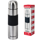 Термос 1 л, BOOMHOUSE (БУМХАУС) CLASSIC, нержавеющая сталь SUS304, черный силиконовый рукав, крышка/кружка, 700308 за 723 ₽. Термосы.  Доставка по РФ. Без переплат!