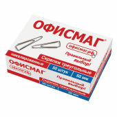 Скрепки большие 50 мм, ОФИСМАГ, никелированные, треугольные, 50 шт., в картонной коробке, 222093 за 87 ₽. Скрепки канцелярские.  Доставка по РФ. Без переплат!