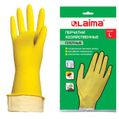 Перчатки МНОГОРАЗОВЫЕ латексные LAIMA "ЛЮКС", хлопчатобумажное напыление, ПЛОТНЫЕ, размер 8-9, L (большой), желтые, вес 55 г, 600043 за 84 ₽. Перчатки латексные и резиновые.  Доставка по РФ. Без переплат!