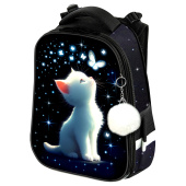 Ранец BRAUBERG PREMIUM, 2 отделения, с брелком, "White kitten", СВЕТЯЩИЙСЯ, 38х29х16 см, 274392 за 6&nbsp;689 ₽. Ранцы для начальной школы.  Доставка по РФ. Без переплат!